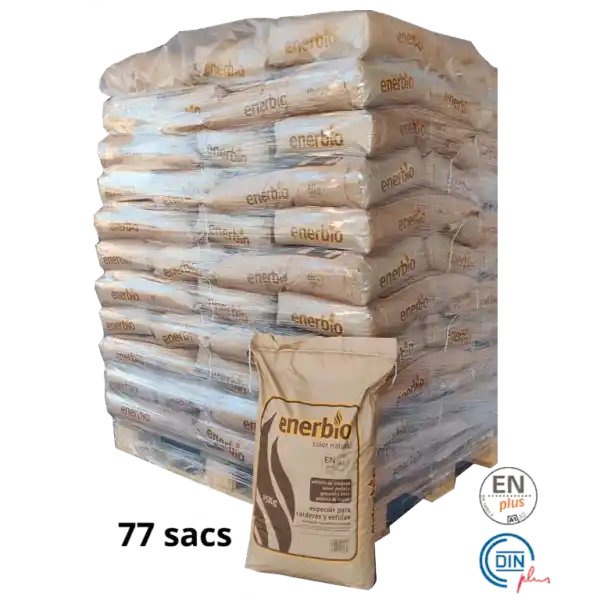 Granulés de bois ENERBIO - 1 Palette de 77 sacs en papier recyclé - 6.30€ le sac
